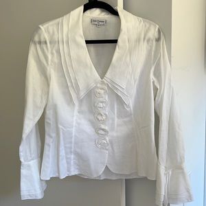 Anne Fontaine Rosalie Cotton White Blouse with Rosettes. Size 42